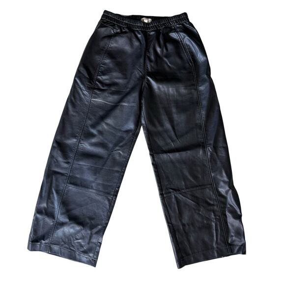 Pilcro Anthropologie The Izzie Relaxed Faux Leather Barrel Pants Black XS - Picture 3 of 7
